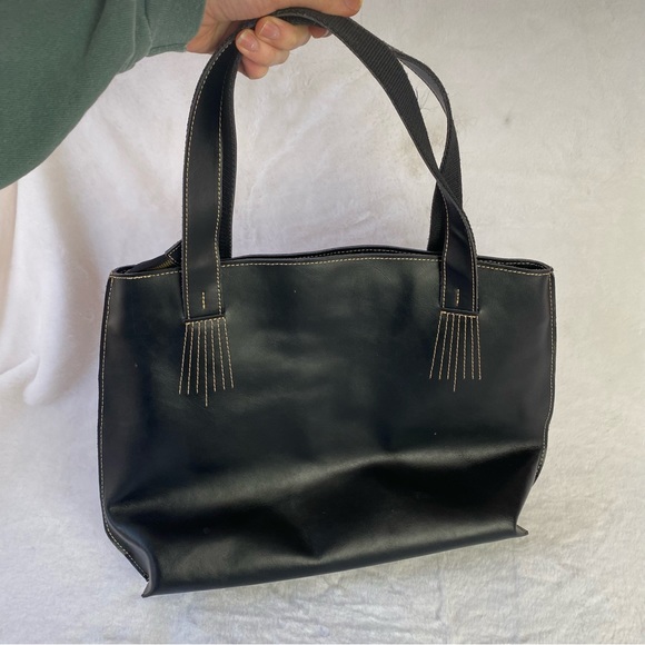 Ameri Leather Black Leather Shoulder Bag Pocketbook - Picture 3 of 6